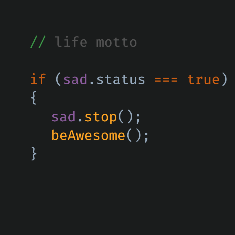 JavaScript Funny Code: life motto